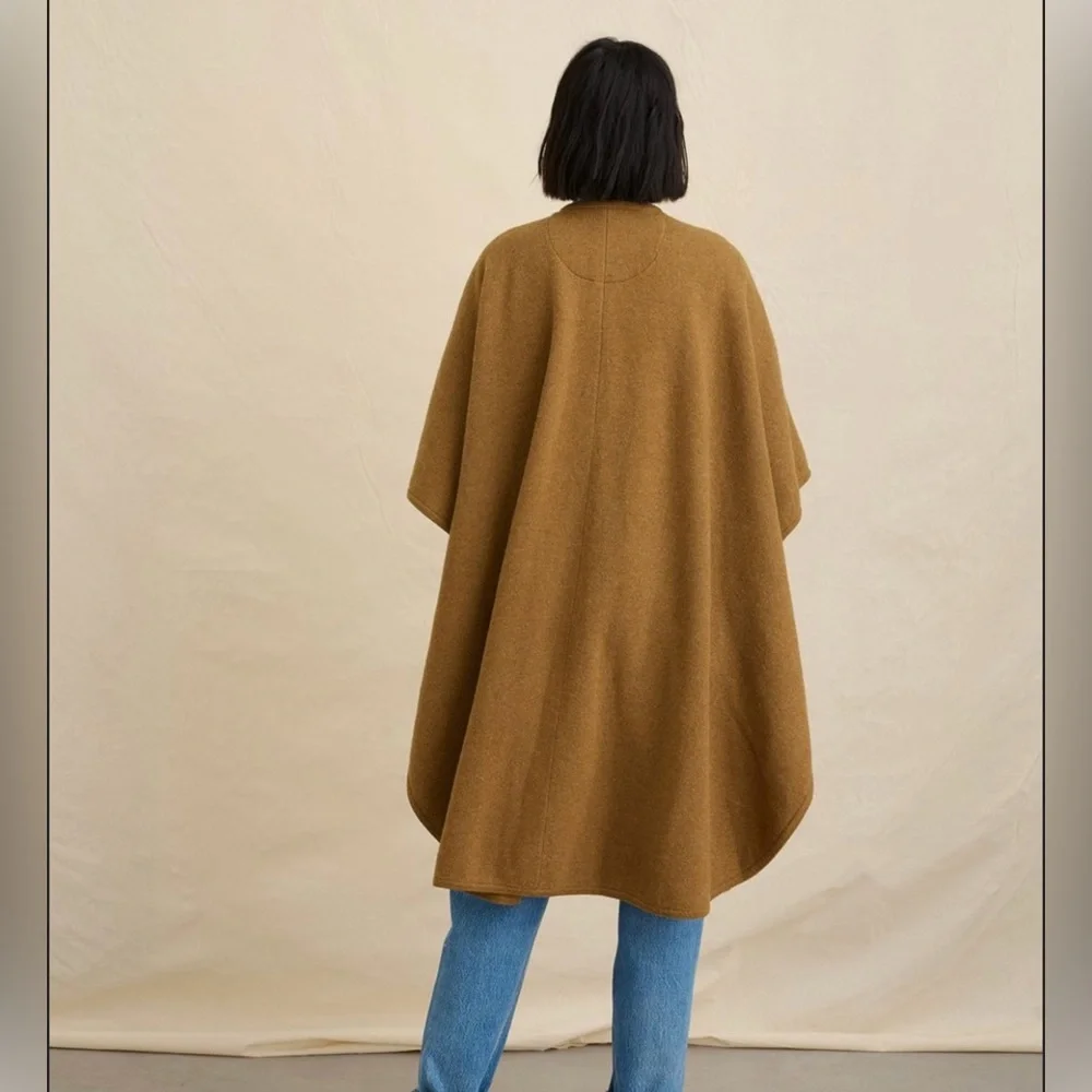 NWT Alex Mill 100% Wool Beatrice Sweater Cape Camel/Brown Pockets - Picture 2 of 9